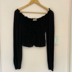 Urban Outfitters Black Balloon Sleeve Blouse
